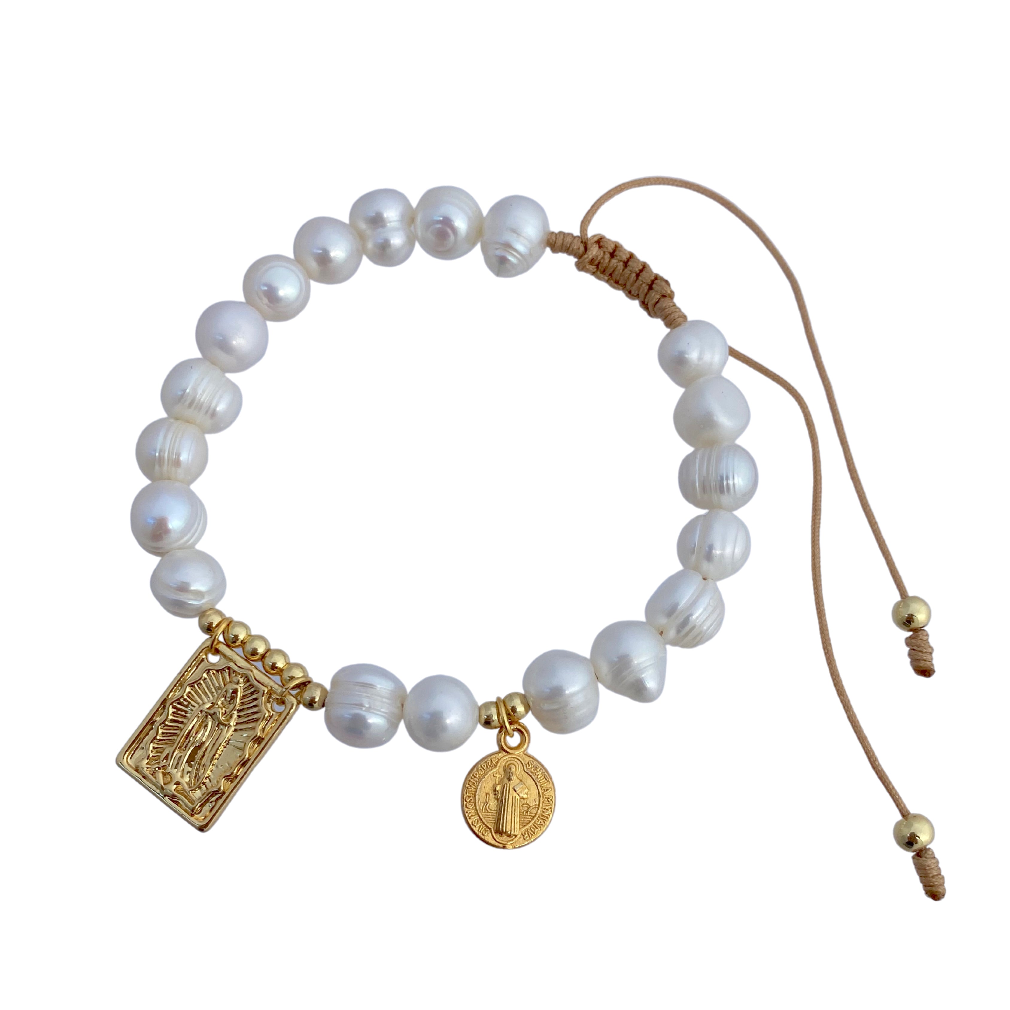Our Lady of Guadalupe with San Benito Pearl Bracelet