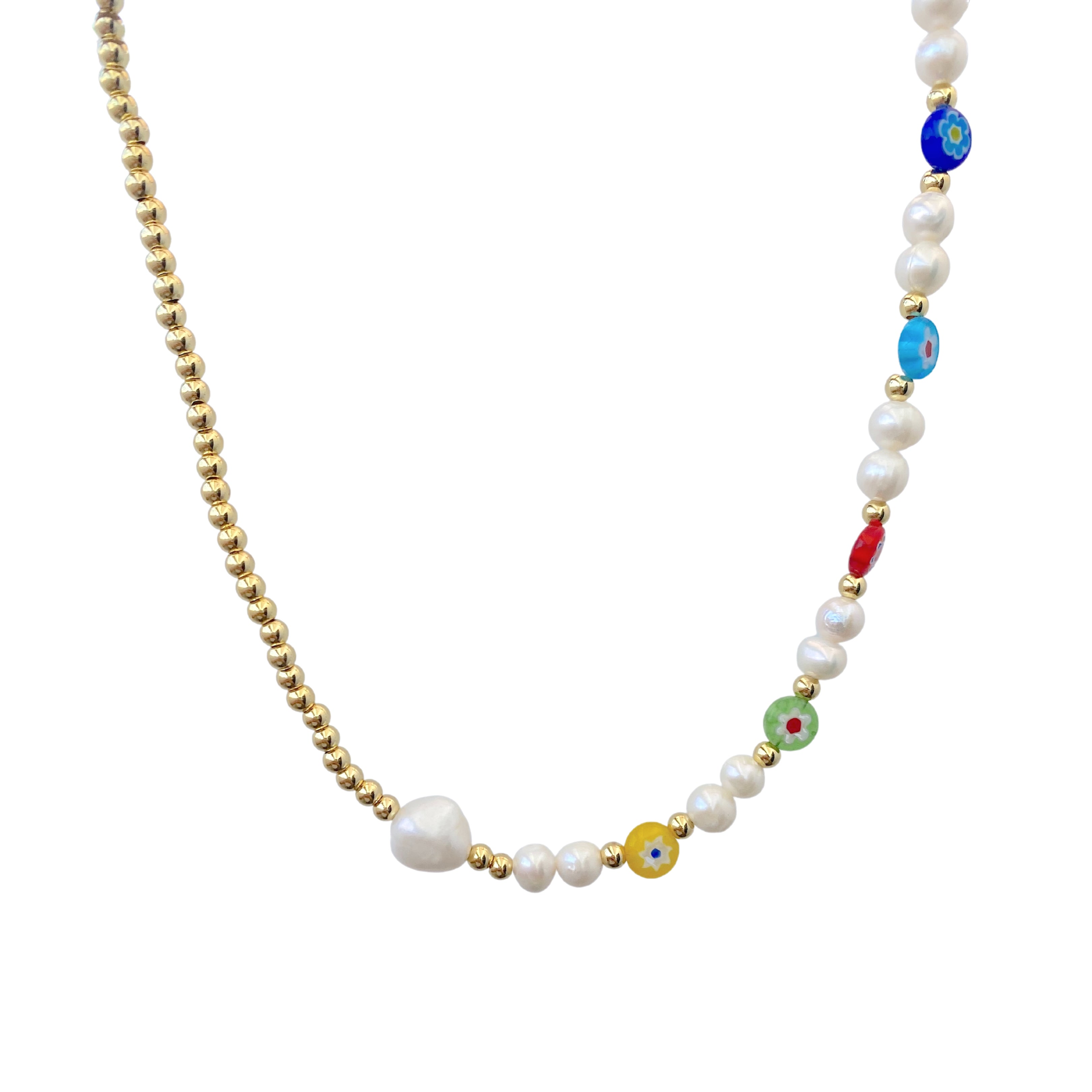 Millefiori Pearl necklace choker