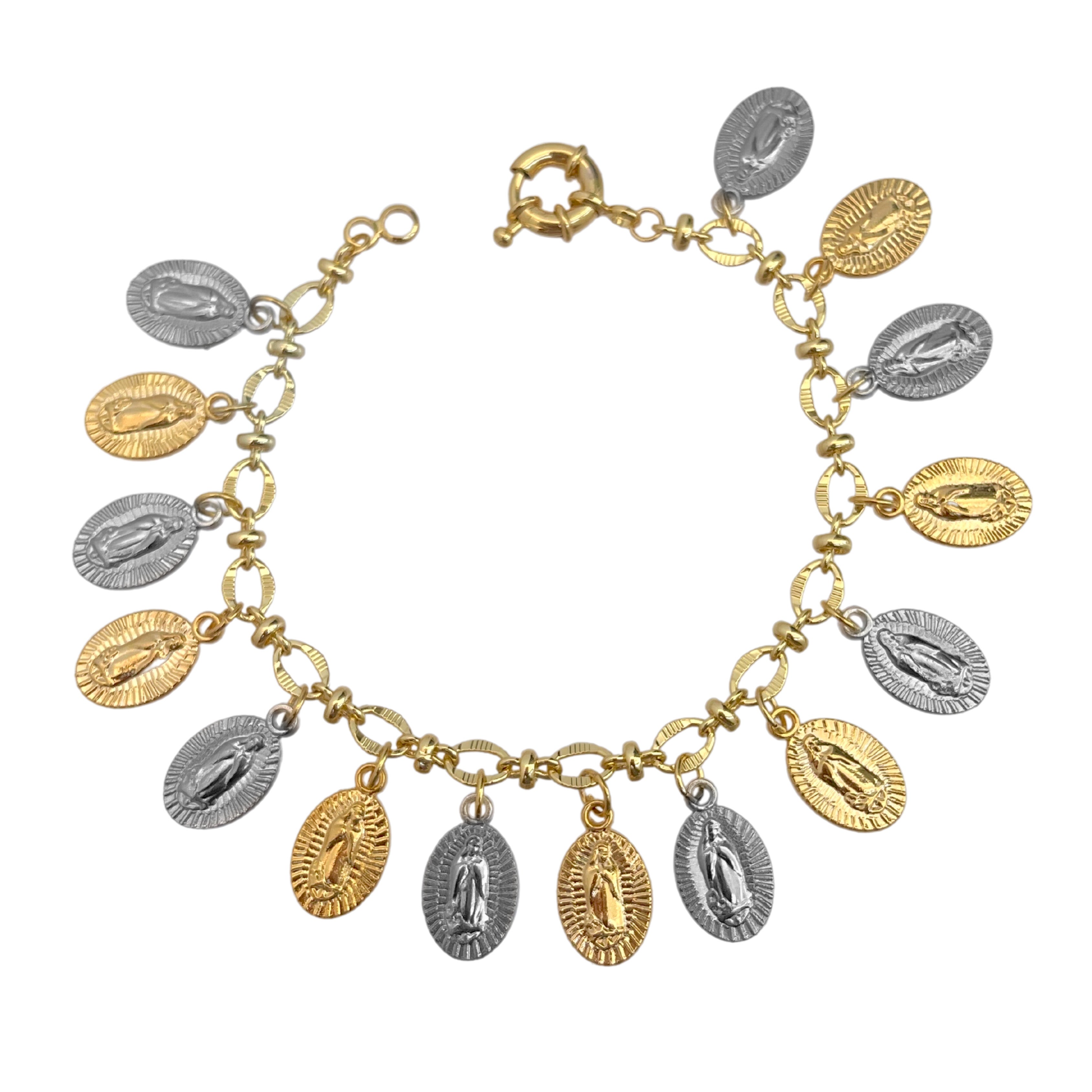 Two Tone Guadalupe Charm Bracelet