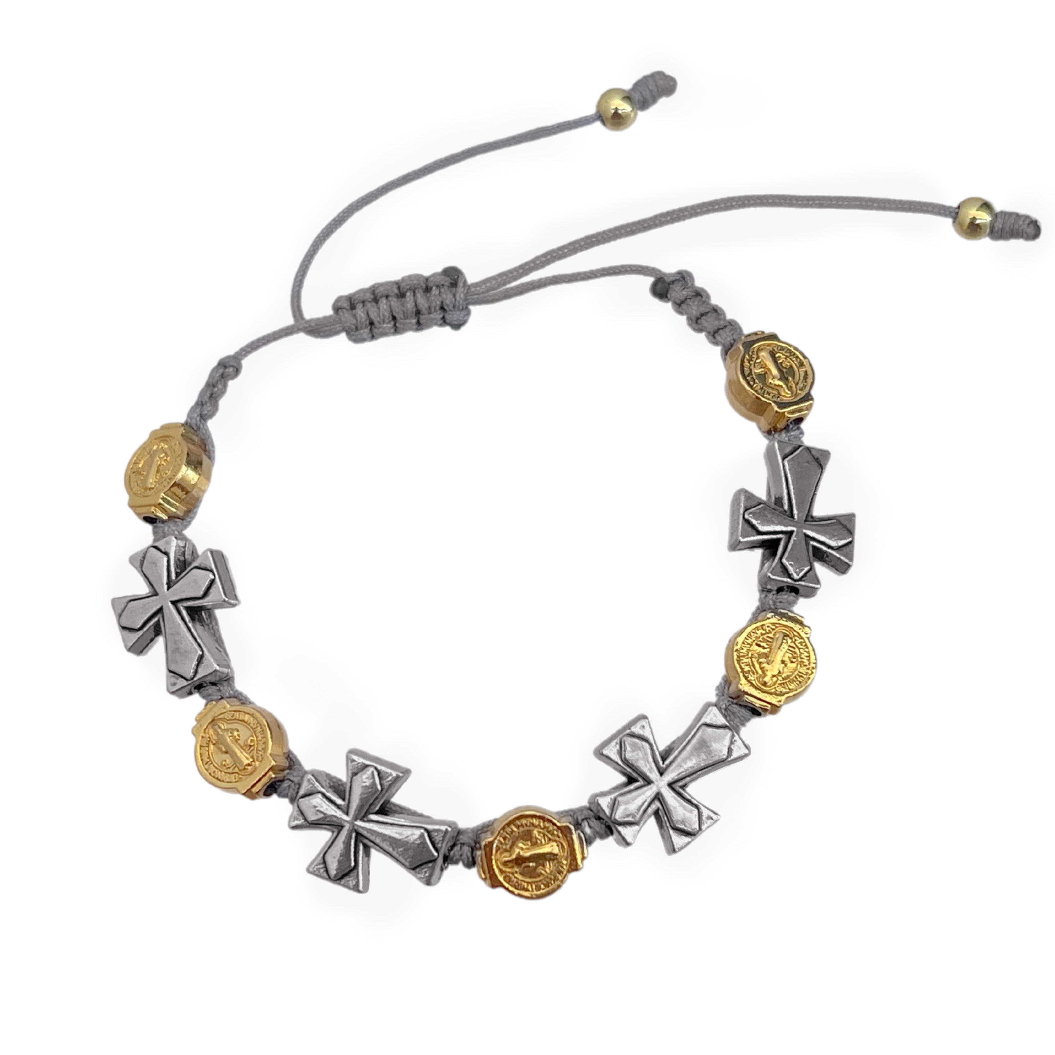 Gold San Benito Silver Cross Bracelet